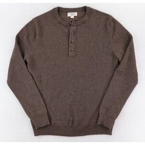 Wallace & Barnes Sweater Mens Small Brown Wool Cotton Henley Knit Pullover